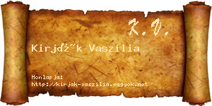Kirják Vaszilia névjegykártya